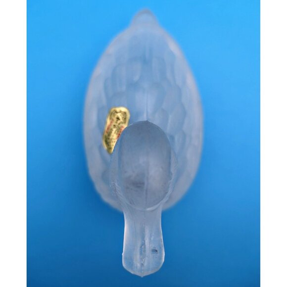 French Portieux Vallerysthal Frosted Duck Trinket Glass Dish 2 Pc. VTG Rare Mint - Picture 6 of 12